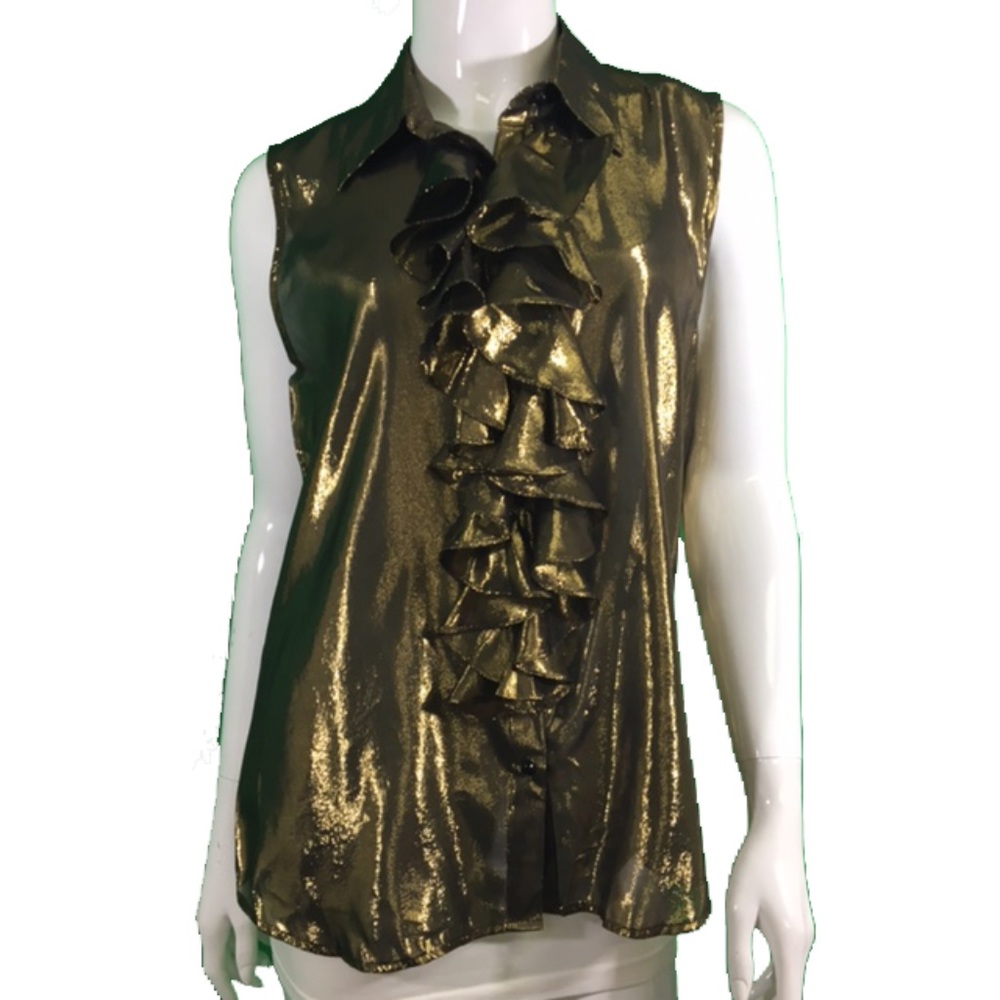 NWT Ralph Lauren Gold Ruffle Vest (1130)